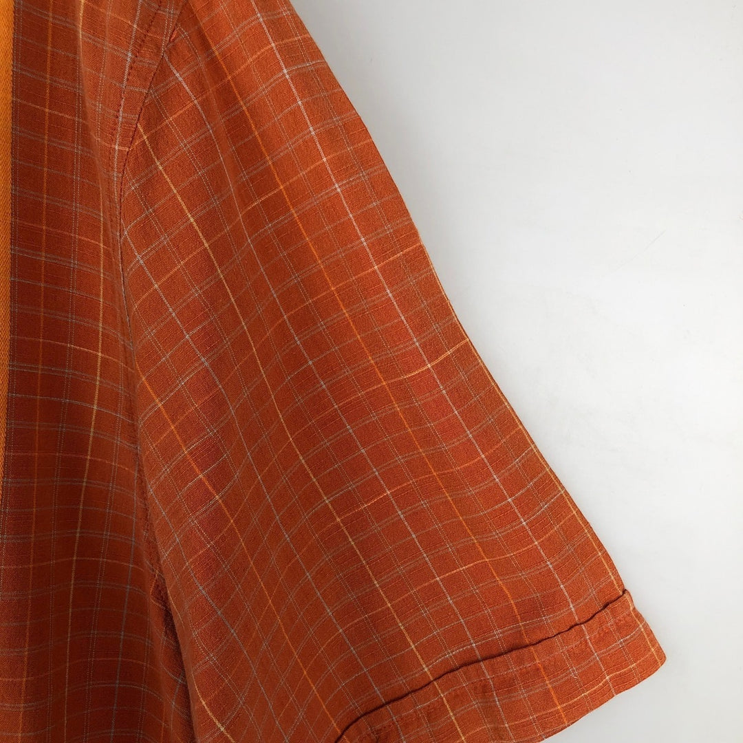 00'S Columbia Short Sleeve Cotton Check Shirt Men's Size L cotton orange type Vintage Second Hand