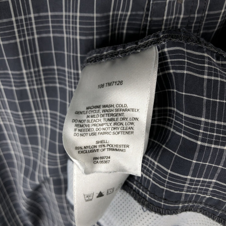 Columbia Titanium Check Pattern Short-Sleeve Nylon Shirt, Men's Size XL (approx.) Nylon navy blue type Vintage Second Hand