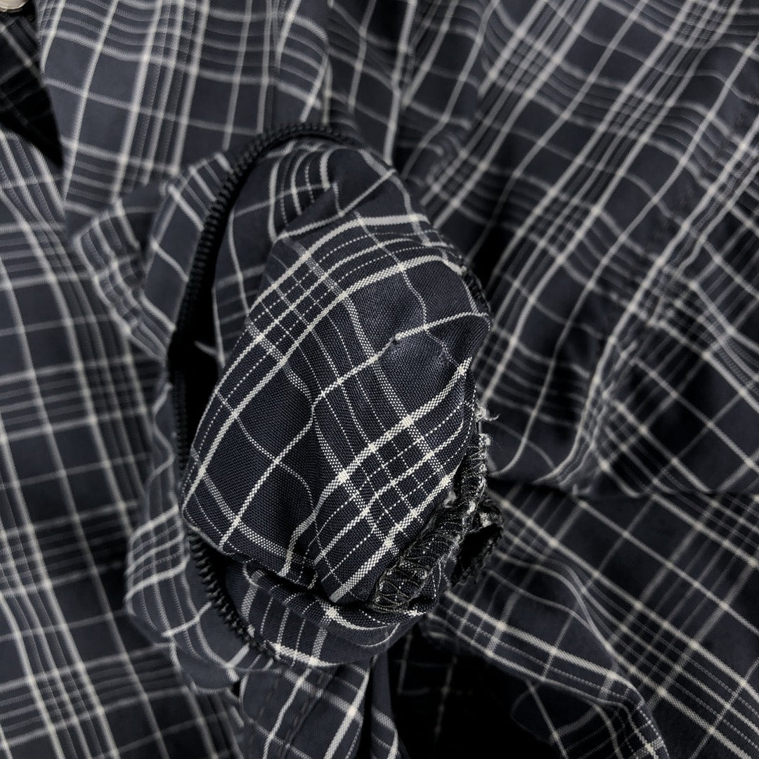 Columbia Titanium Check Pattern Short-Sleeve Nylon Shirt, Men's Size XL (approx.) Nylon navy blue type Vintage Second Hand