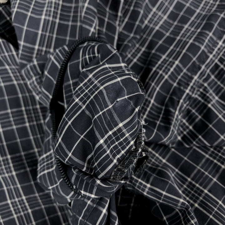Columbia Titanium Check Pattern Short-Sleeve Nylon Shirt, Men's Size XL (approx.) Nylon navy blue type Vintage Second Hand