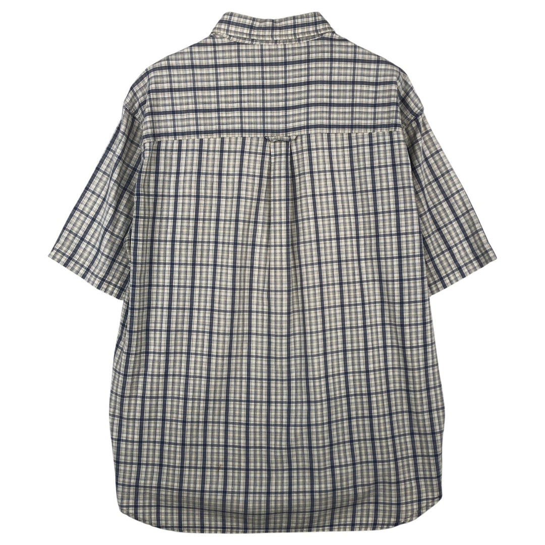 00'S Columbia Short Sleeve Button Down Check Shirt Men's Size L cotton Beige type Vintage Second Hand