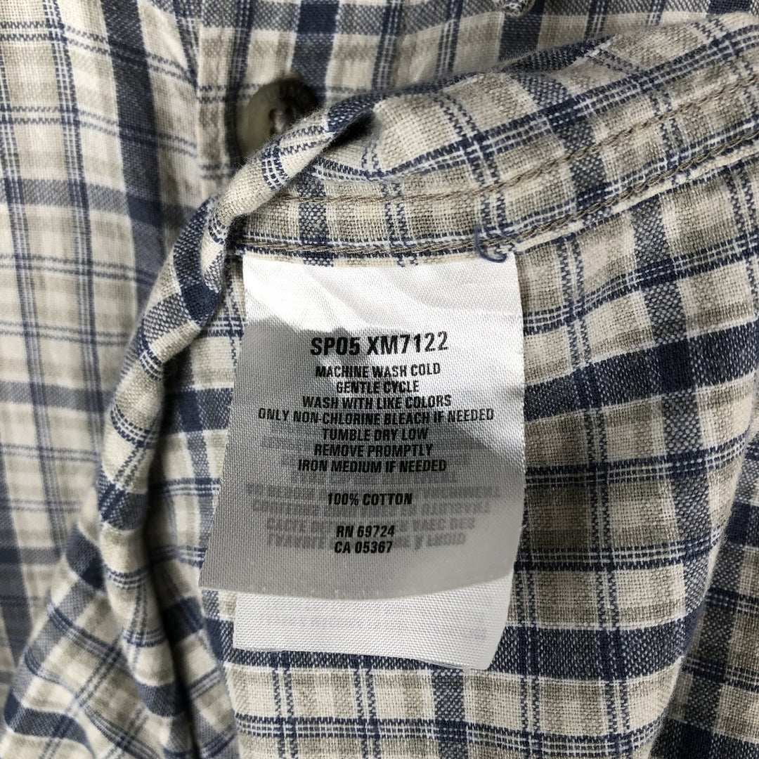 00'S Columbia Short Sleeve Button Down Check Shirt Men's Size L cotton Beige type Vintage Second Hand