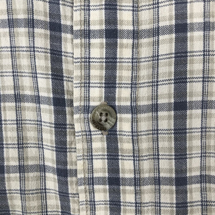 00'S Columbia Short Sleeve Button Down Check Shirt Men's Size L cotton Beige type Vintage Second Hand
