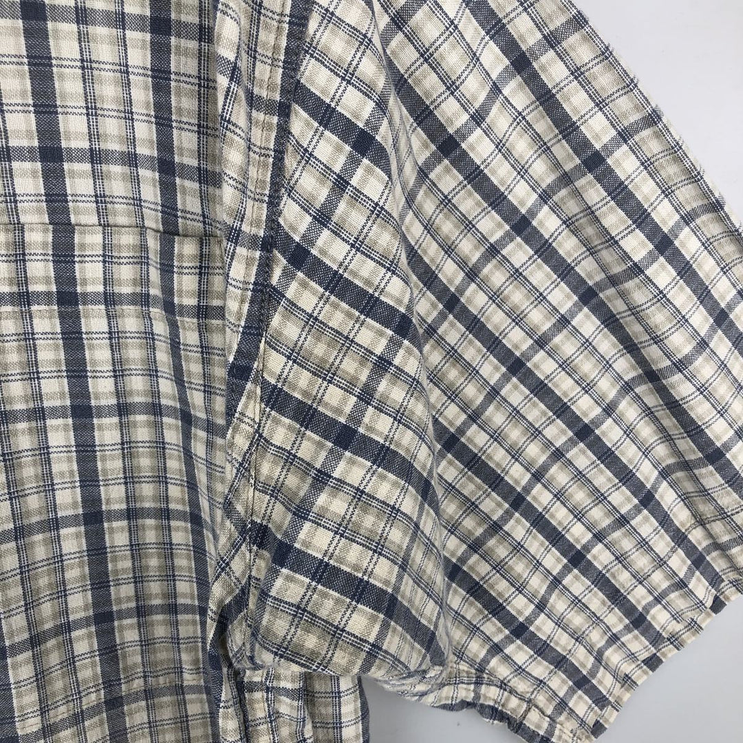 00'S Columbia Short Sleeve Button Down Check Shirt Men's Size L cotton Beige type Vintage Second Hand