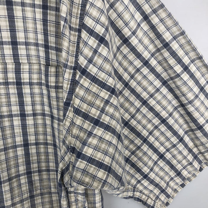 00'S Columbia Short Sleeve Button Down Check Shirt Men's Size L cotton Beige type Vintage Second Hand