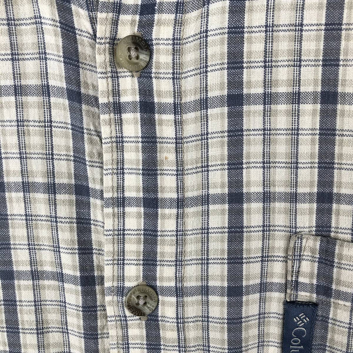 00'S Columbia Short Sleeve Button Down Check Shirt Men's Size L cotton Beige type Vintage Second Hand