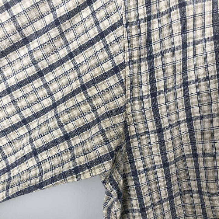 00'S Columbia Short Sleeve Button Down Check Shirt Men's Size L cotton Beige type Vintage Second Hand