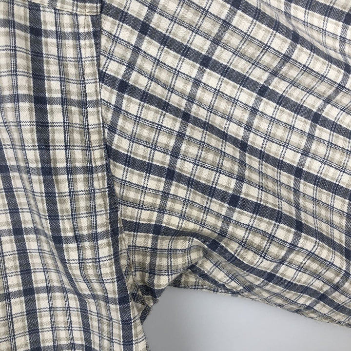 00'S Columbia Short Sleeve Button Down Check Shirt Men's Size L cotton Beige type Vintage Second Hand