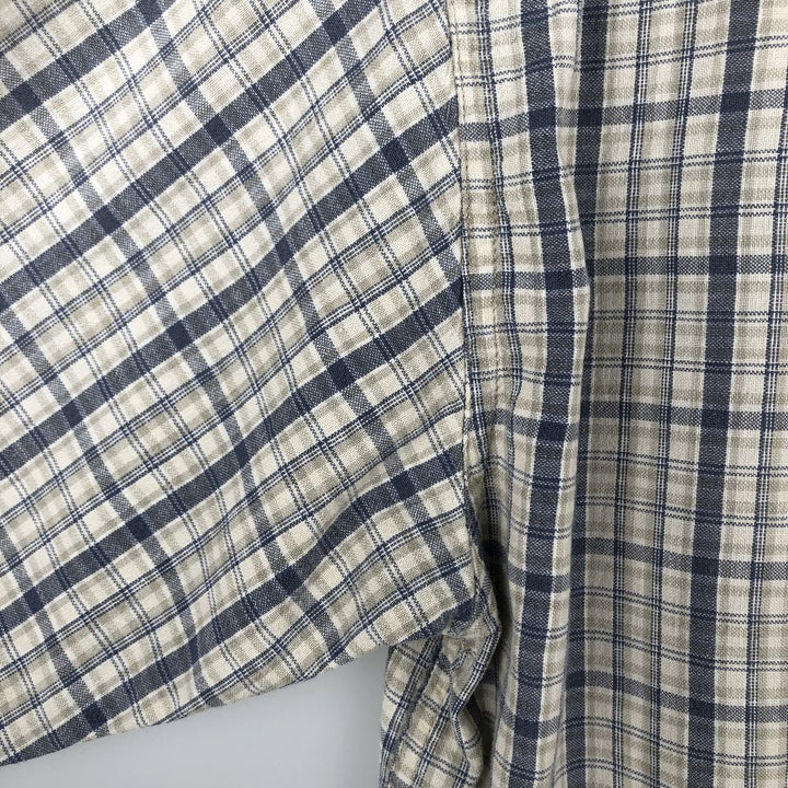 00'S Columbia Short Sleeve Button Down Check Shirt Men's Size L cotton Beige type Vintage Second Hand