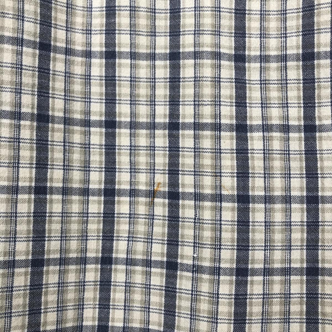 00'S Columbia Short Sleeve Button Down Check Shirt Men's Size L cotton Beige type Vintage Second Hand