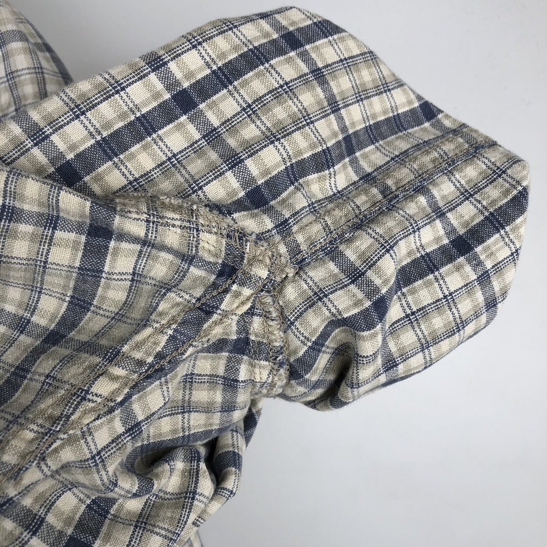 00'S Columbia Short Sleeve Button Down Check Shirt Men's Size L cotton Beige type Vintage Second Hand