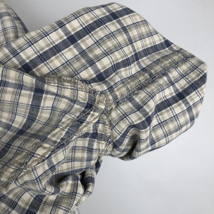 00'S Columbia Short Sleeve Button Down Check Shirt Men's Size L cotton Beige type Vintage Second Hand