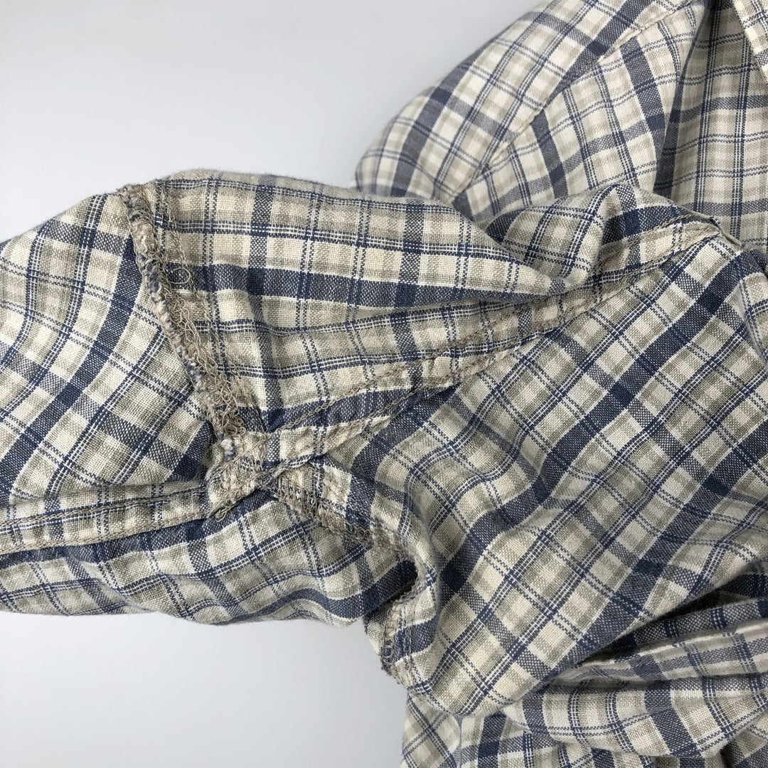 00'S Columbia Short Sleeve Button Down Check Shirt Men's Size L cotton Beige type Vintage Second Hand