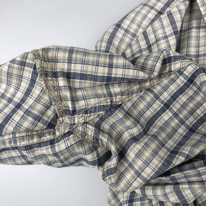 00'S Columbia Short Sleeve Button Down Check Shirt Men's Size L cotton Beige type Vintage Second Hand