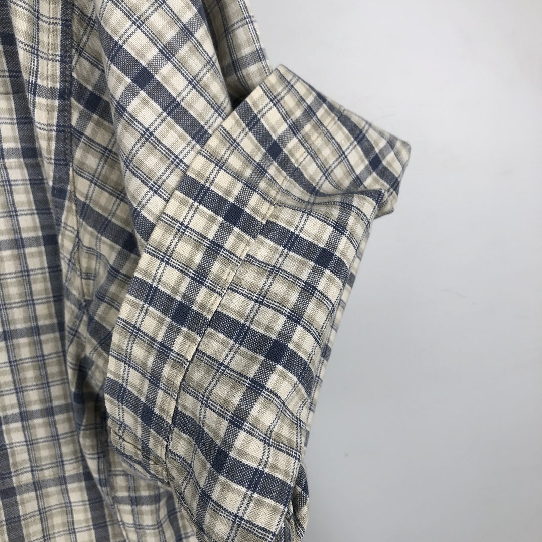 00'S Columbia Short Sleeve Button Down Check Shirt Men's Size L cotton Beige type Vintage Second Hand