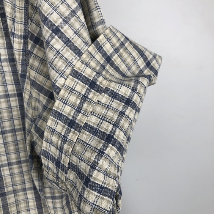 00'S Columbia Short Sleeve Button Down Check Shirt Men's Size L cotton Beige type Vintage Second Hand
