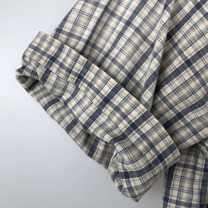00'S Columbia Short Sleeve Button Down Check Shirt Men's Size L cotton Beige type Vintage Second Hand
