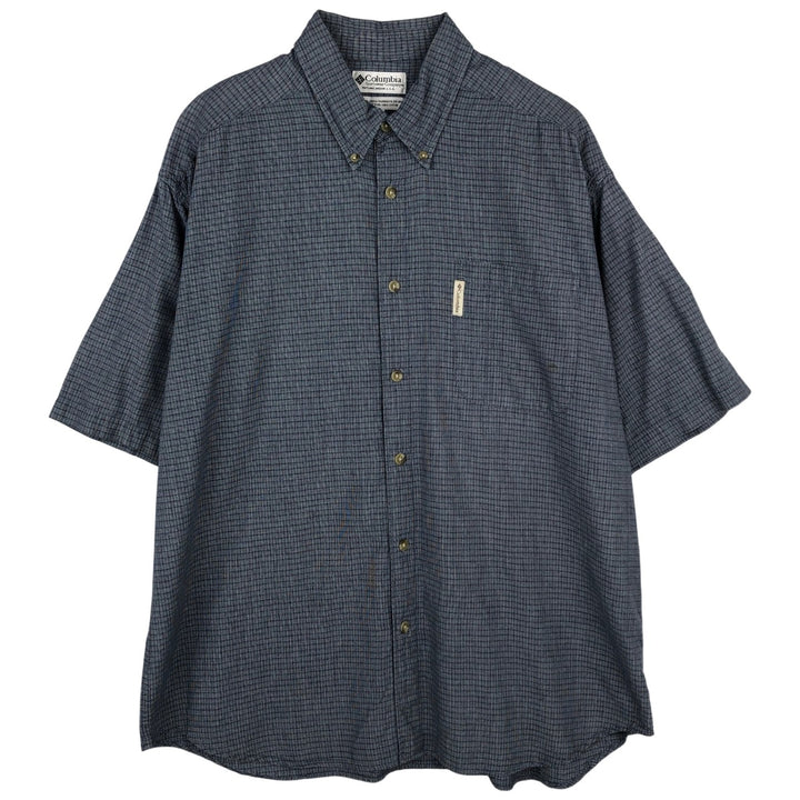 2000'S Columbia long-sleeved button-down check shirt, men's size XL cotton navy blue type Vintage Second Hand