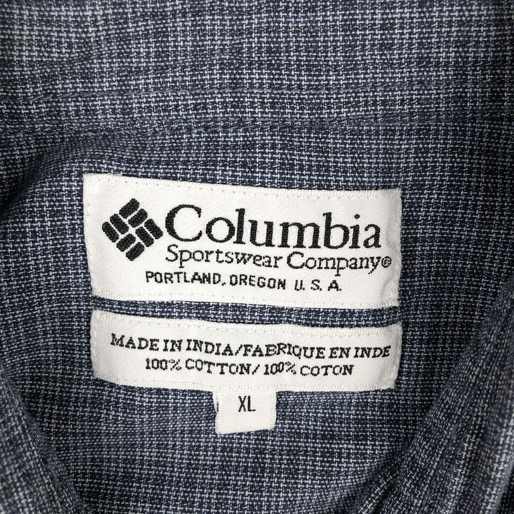 2000'S Columbia long-sleeved button-down check shirt, men's size XL cotton navy blue type Vintage Second Hand