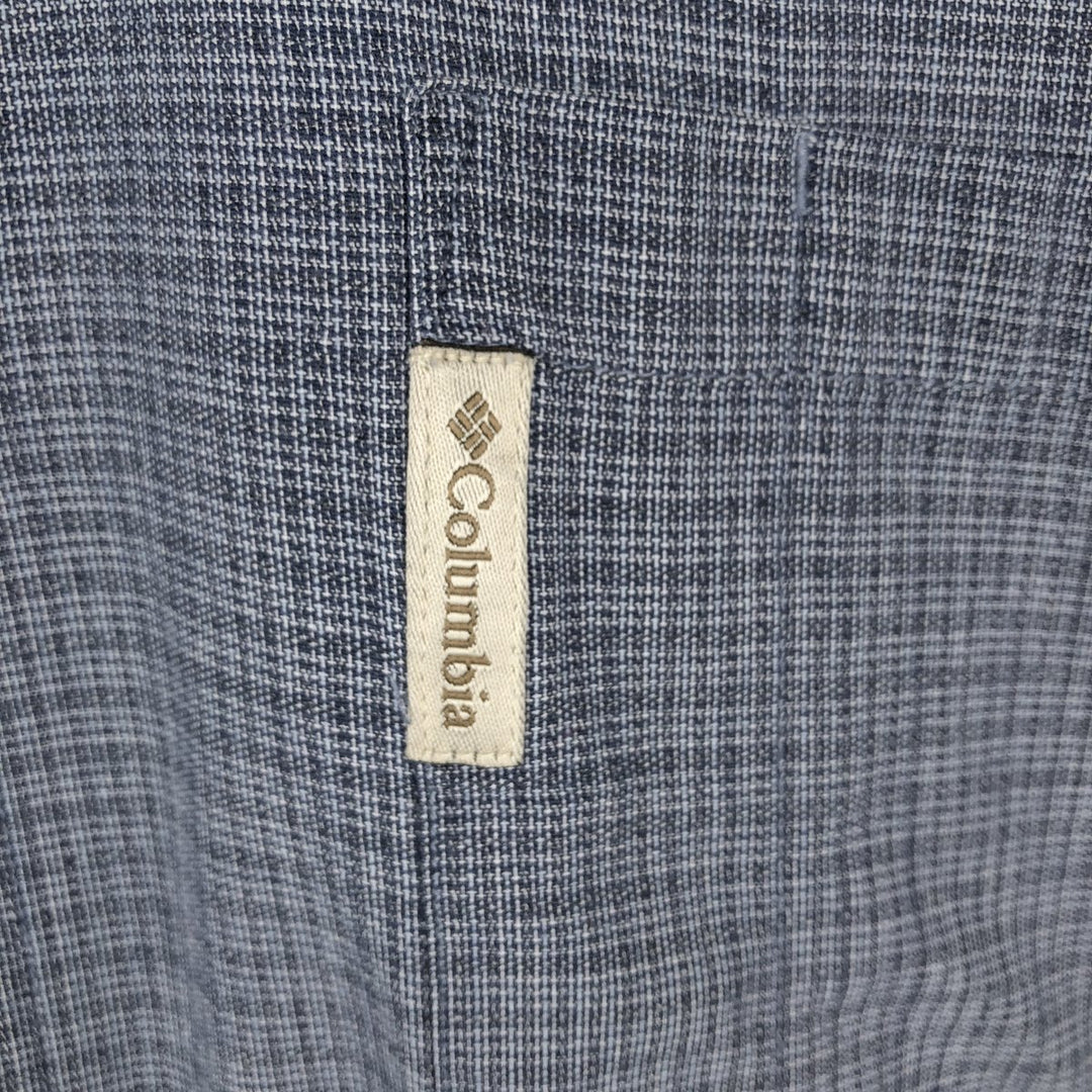 2000'S Columbia long-sleeved button-down check shirt, men's size XL cotton navy blue type Vintage Second Hand
