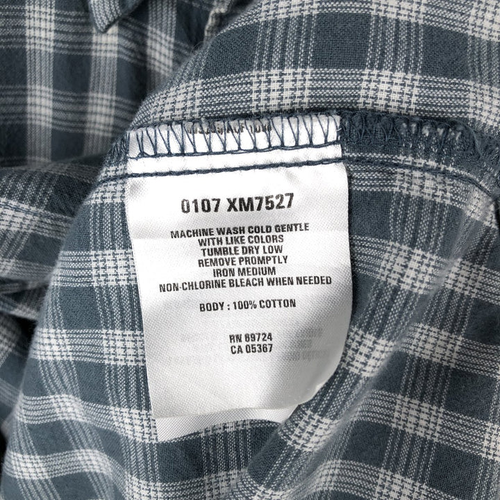 00'S Columbia Short Sleeve Button Down Check Shirt Men's XL cotton navy blue type Vintage Second Hand