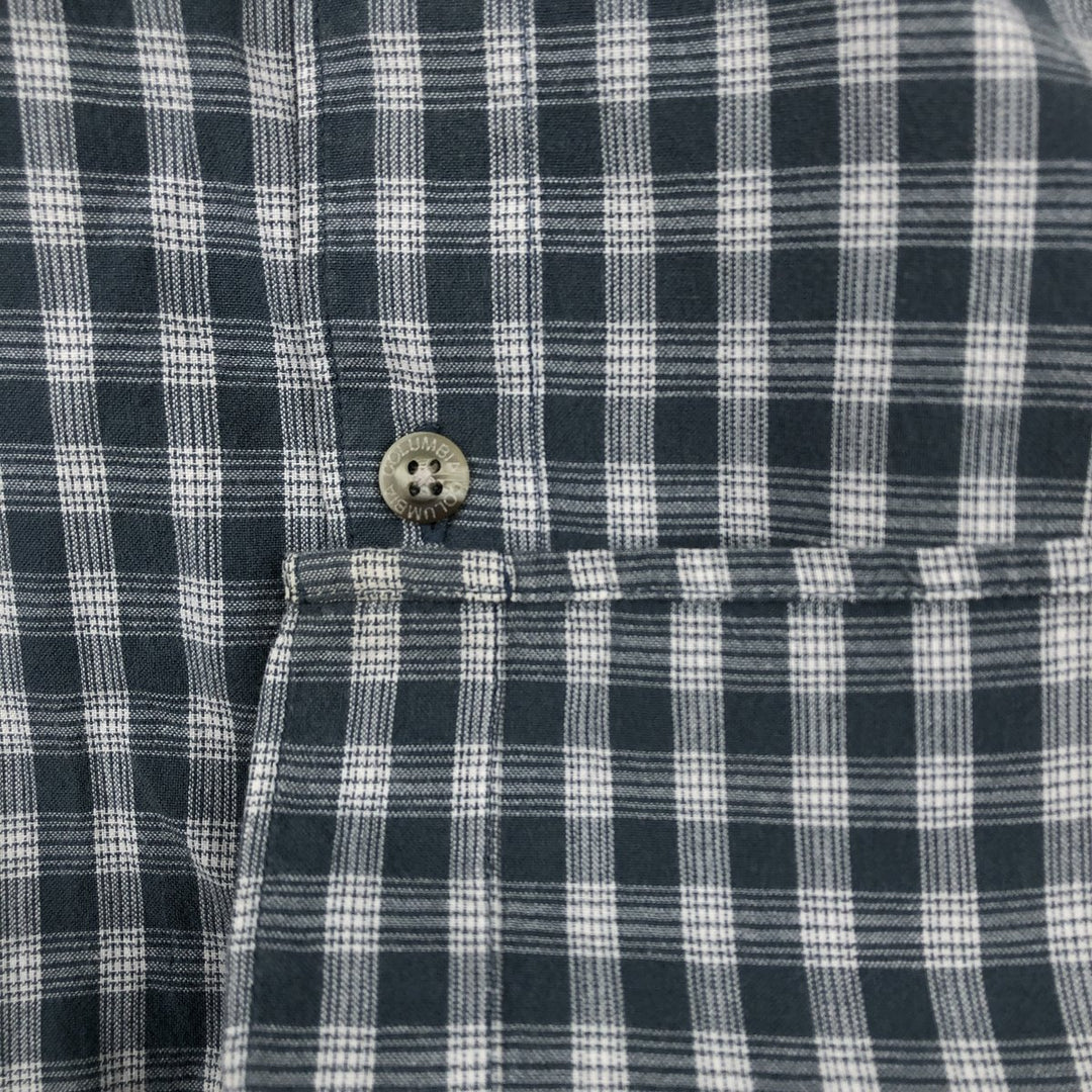 00'S Columbia Short Sleeve Button Down Check Shirt Men's XL cotton navy blue type Vintage Second Hand