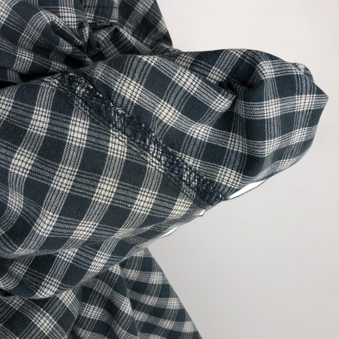 00'S Columbia Short Sleeve Button Down Check Shirt Men's XL cotton navy blue type Vintage Second Hand