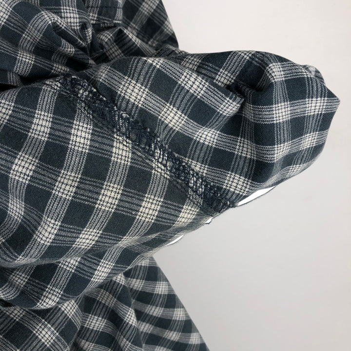 00'S Columbia Short Sleeve Button Down Check Shirt Men's XL cotton navy blue type Vintage Second Hand