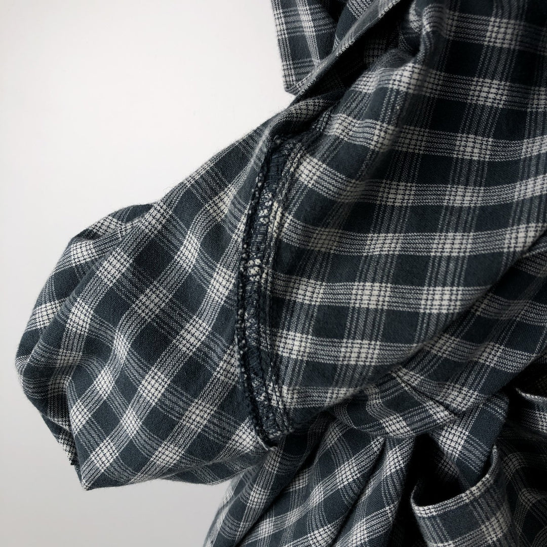 00'S Columbia Short Sleeve Button Down Check Shirt Men's XL cotton navy blue type Vintage Second Hand