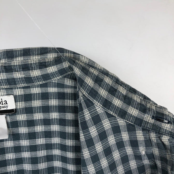 00'S Columbia Short Sleeve Button Down Check Shirt Men's XL cotton navy blue type Vintage Second Hand