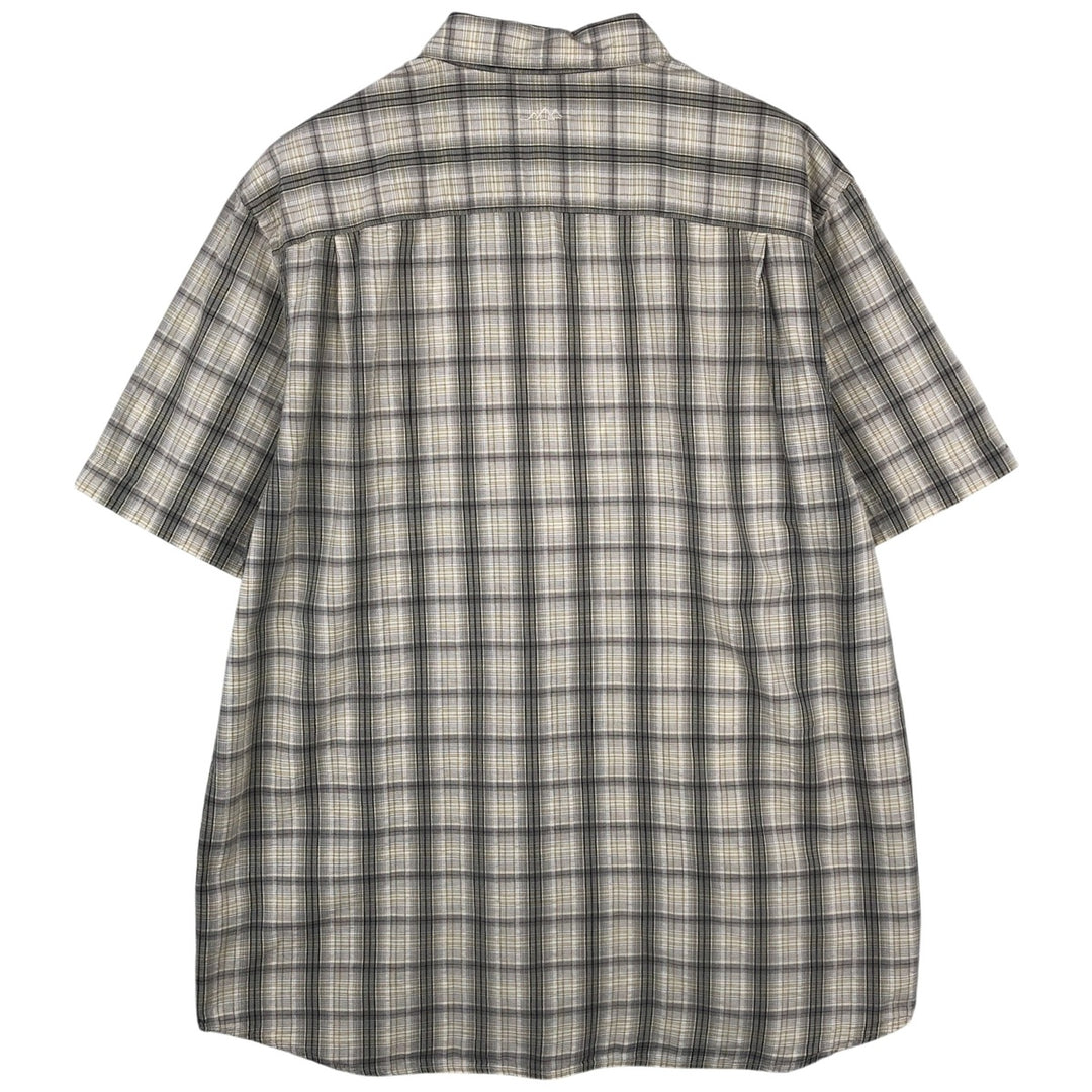 00'S Columbia Short Sleeve Cotton Check Shirt Men's Size L cotton gray type Vintage Second Hand