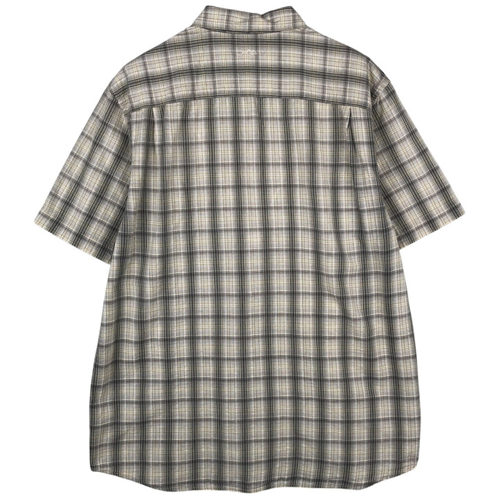 00'S Columbia Short Sleeve Cotton Check Shirt Men's Size L cotton gray type Vintage Second Hand
