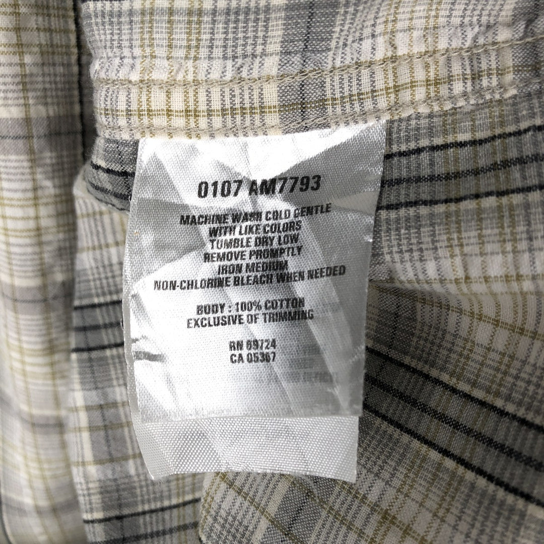 00'S Columbia Short Sleeve Cotton Check Shirt Men's Size L cotton gray type Vintage Second Hand