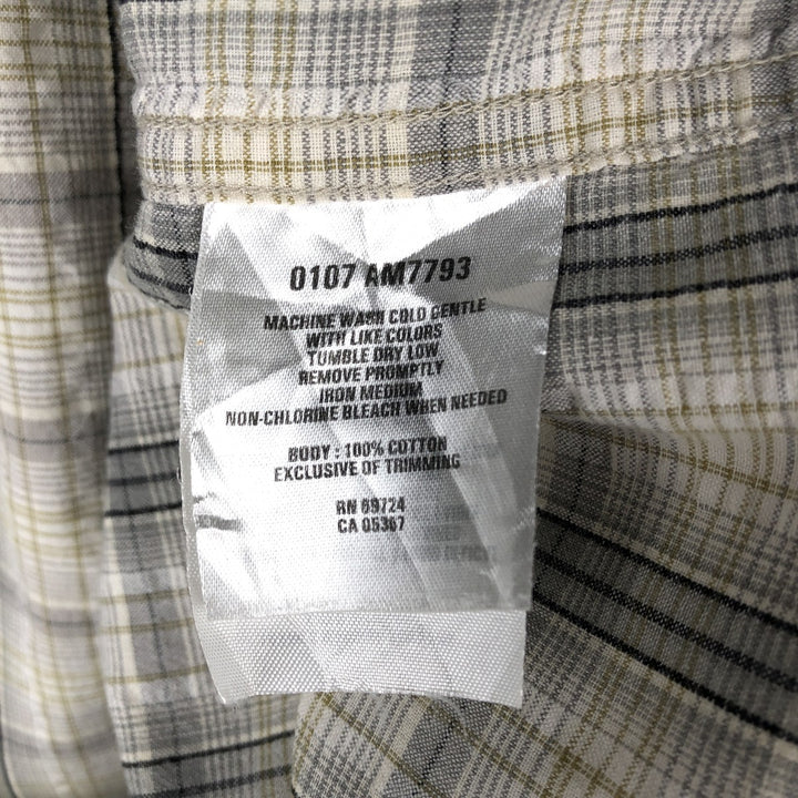 00'S Columbia Short Sleeve Cotton Check Shirt Men's Size L cotton gray type Vintage Second Hand
