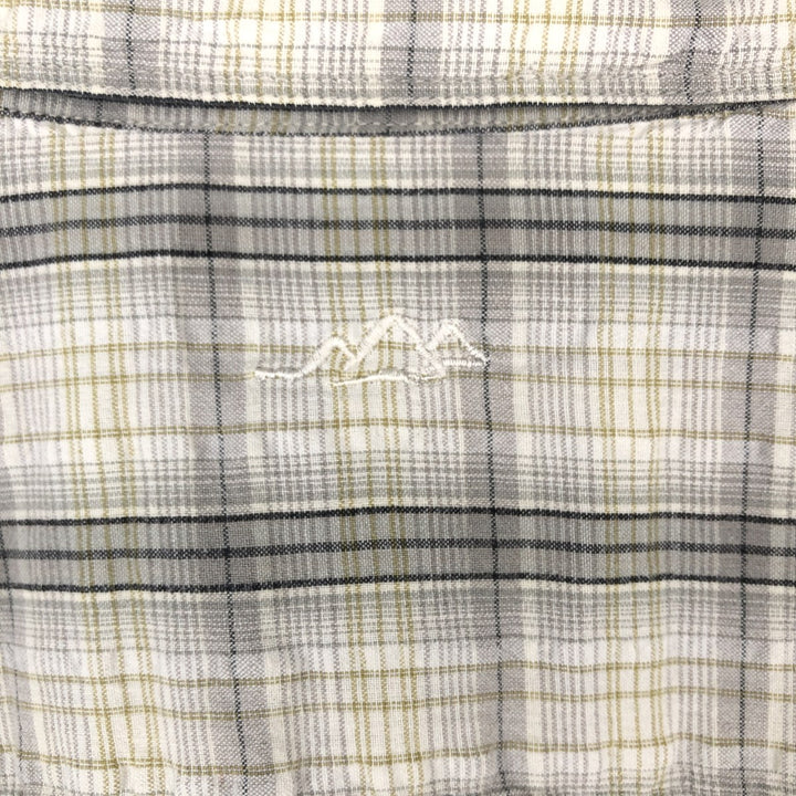 00'S Columbia Short Sleeve Cotton Check Shirt Men's Size L cotton gray type Vintage Second Hand