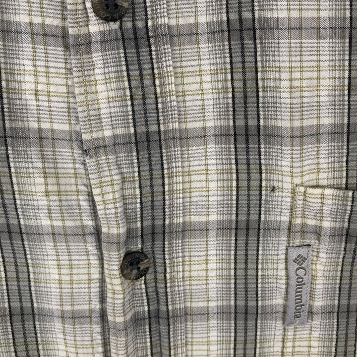 00'S Columbia Short Sleeve Cotton Check Shirt Men's Size L cotton gray type Vintage Second Hand