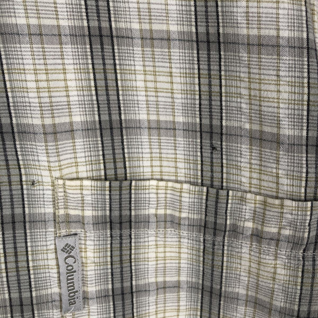 00'S Columbia Short Sleeve Cotton Check Shirt Men's Size L cotton gray type Vintage Second Hand