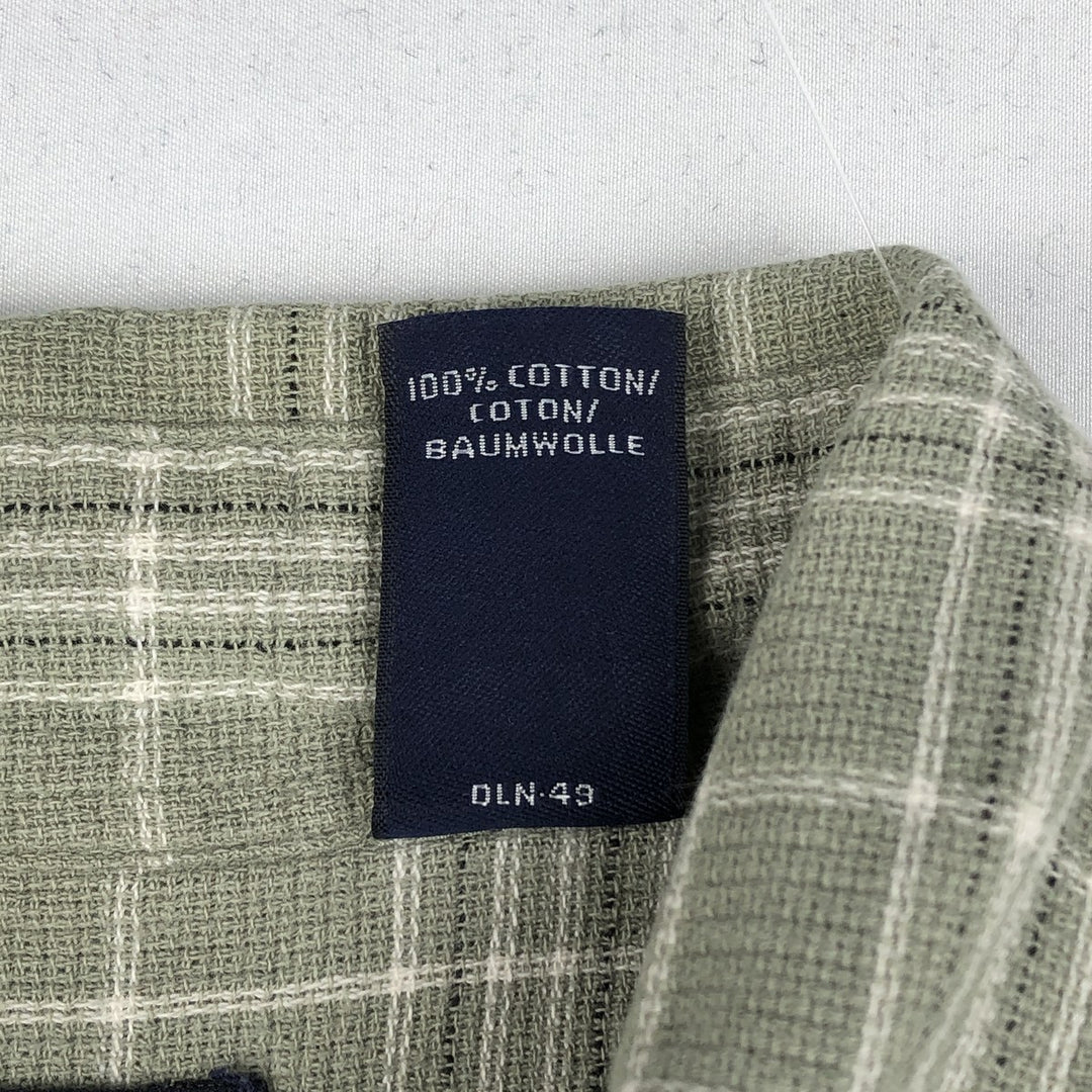 ~2000'S Lands' End Short-Sleeve Cotton Check Shirt, Men's Size L (approx.) cotton green type yellow green Vintage Second Hand