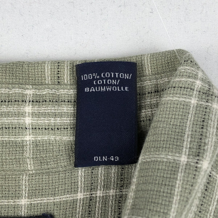 ~2000'S Lands' End Short-Sleeve Cotton Check Shirt, Men's Size L (approx.) cotton green type yellow green Vintage Second Hand