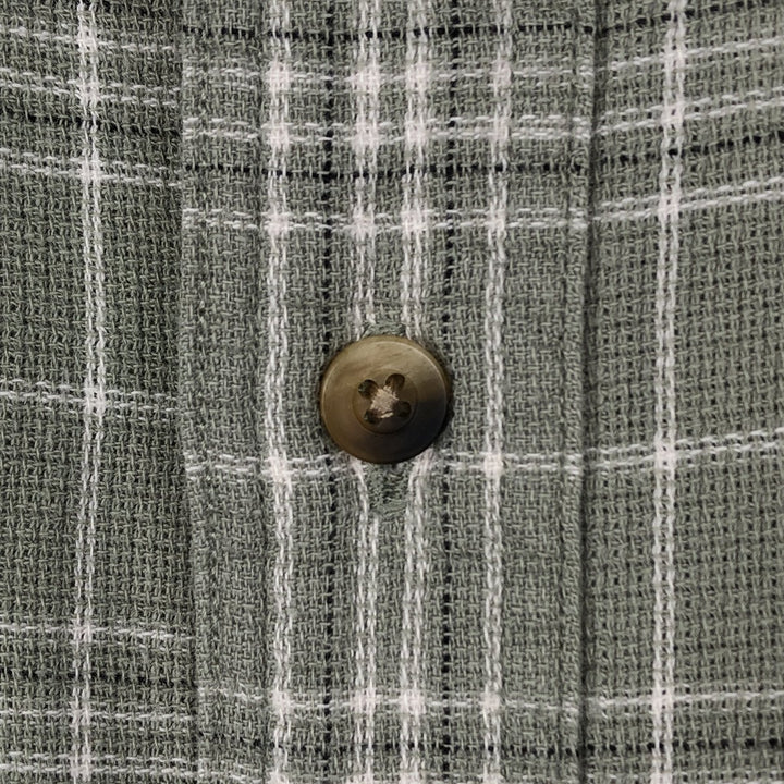 ~2000'S Lands' End Short-Sleeve Cotton Check Shirt, Men's Size L (approx.) cotton green type yellow green Vintage Second Hand