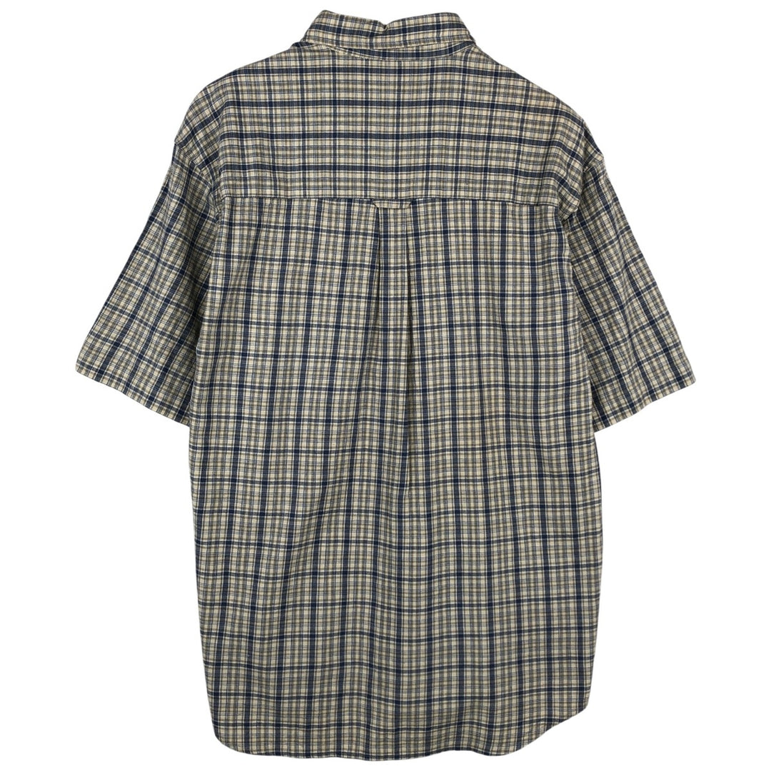 2000'S Columbia Short Sleeve Button-Down Check Shirt, Men's Size Medium cotton navy blue type Vintage Second Hand