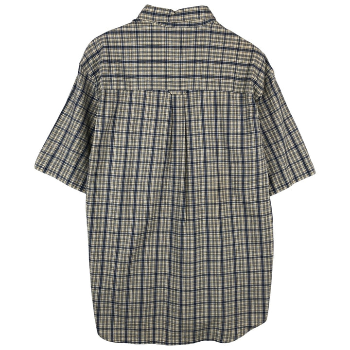 2000'S Columbia Short Sleeve Button-Down Check Shirt, Men's Size Medium cotton navy blue type Vintage Second Hand