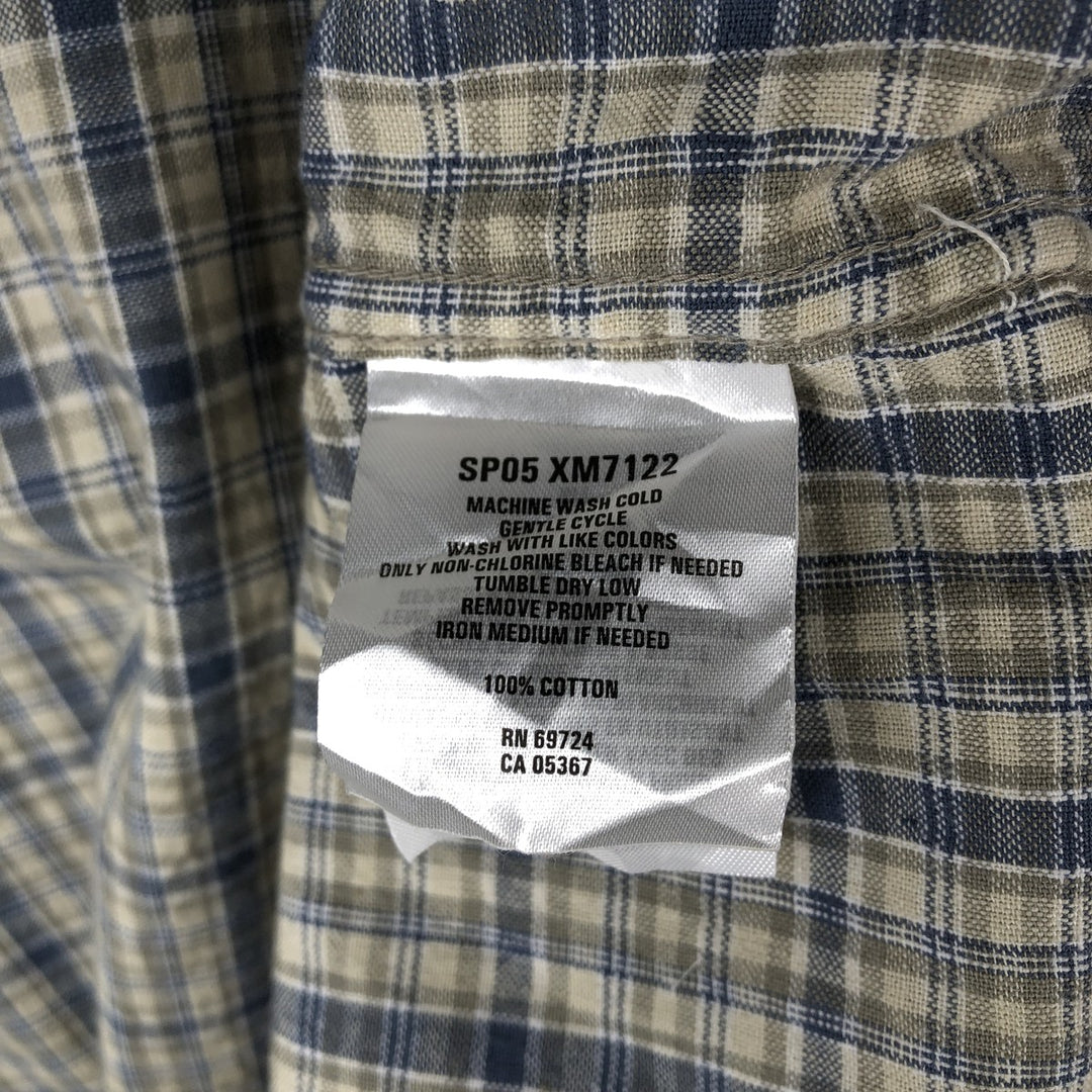 2000'S Columbia Short Sleeve Button-Down Check Shirt, Men's Size Medium cotton navy blue type Vintage Second Hand