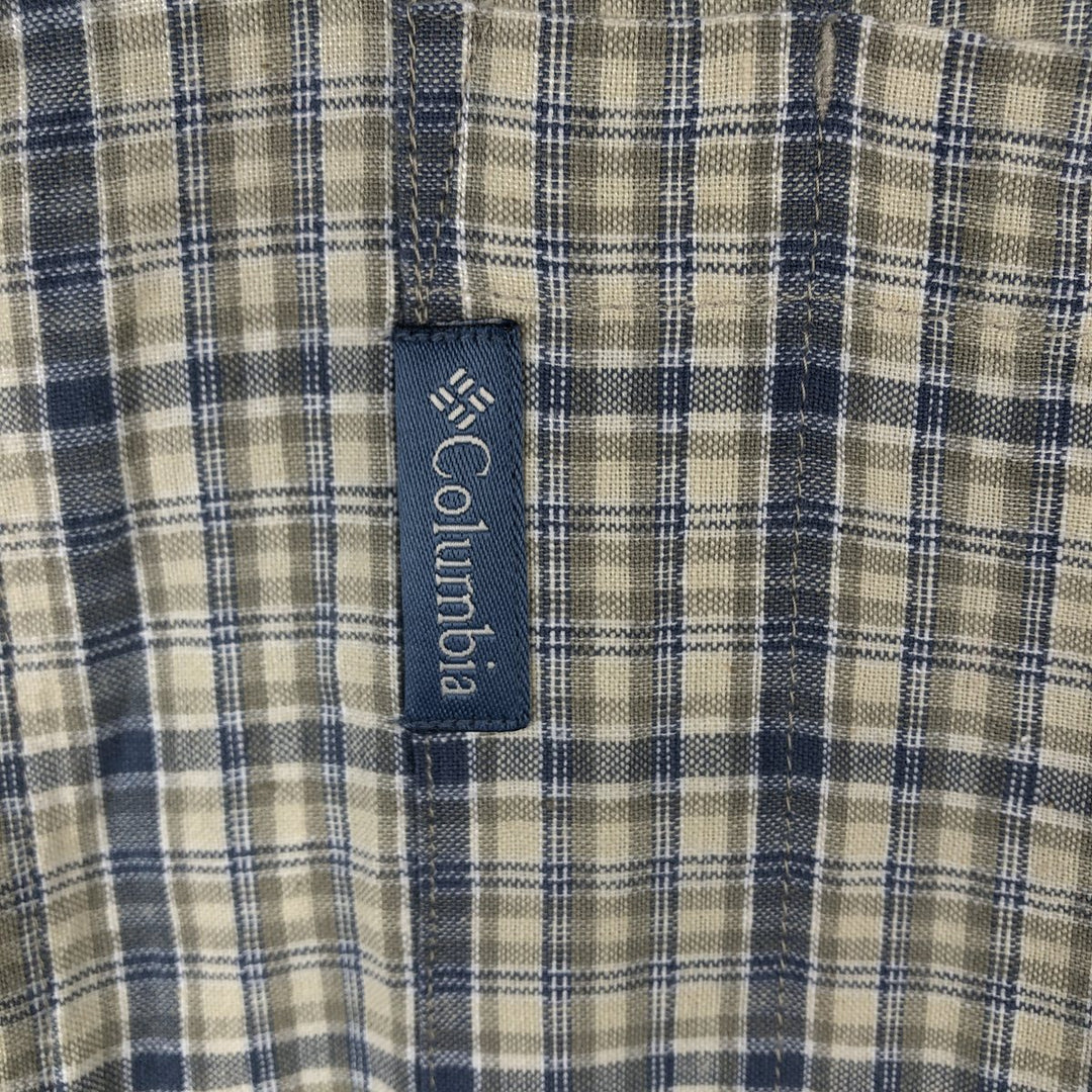 2000'S Columbia Short Sleeve Button-Down Check Shirt, Men's Size Medium cotton navy blue type Vintage Second Hand