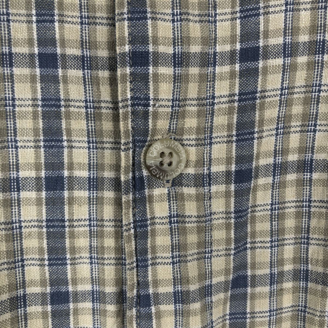 2000'S Columbia Short Sleeve Button-Down Check Shirt, Men's Size Medium cotton navy blue type Vintage Second Hand