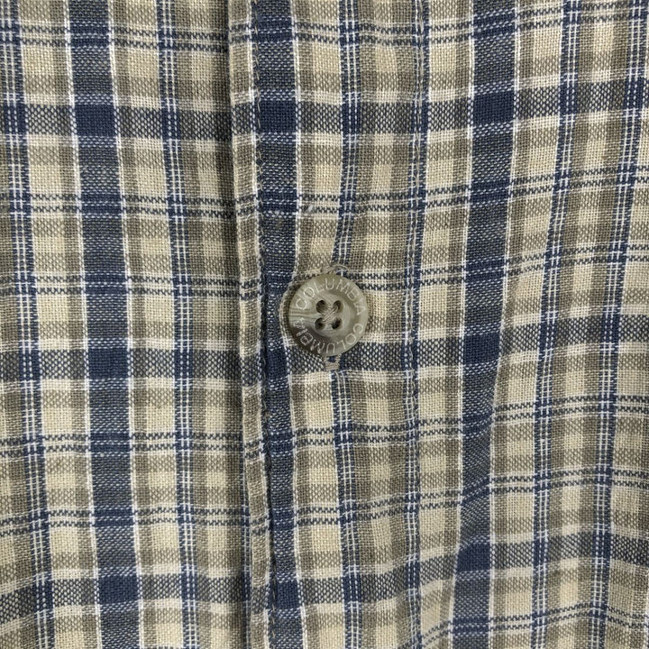 2000'S Columbia Short Sleeve Button-Down Check Shirt, Men's Size Medium cotton navy blue type Vintage Second Hand