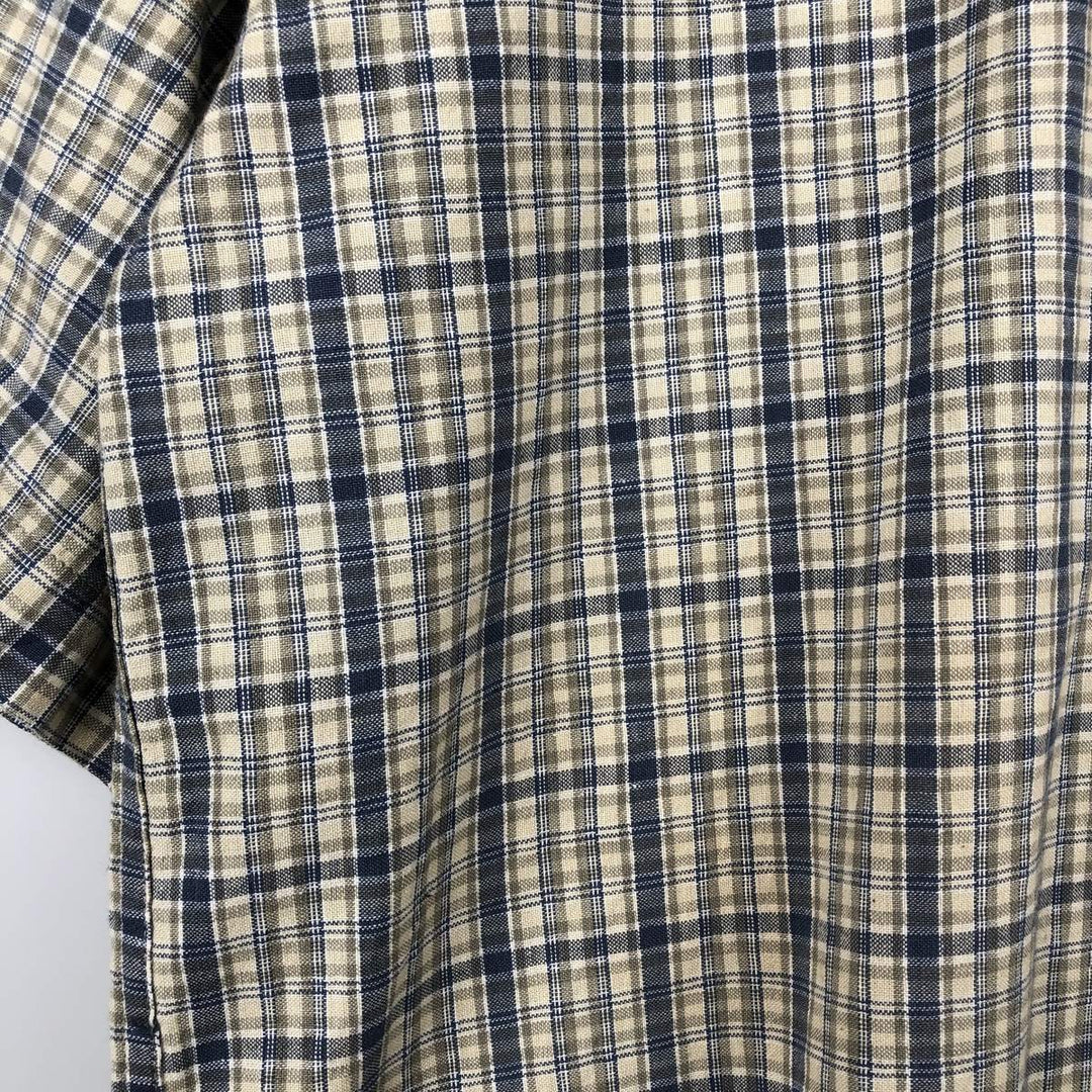 2000'S Columbia Short Sleeve Button-Down Check Shirt, Men's Size Medium cotton navy blue type Vintage Second Hand