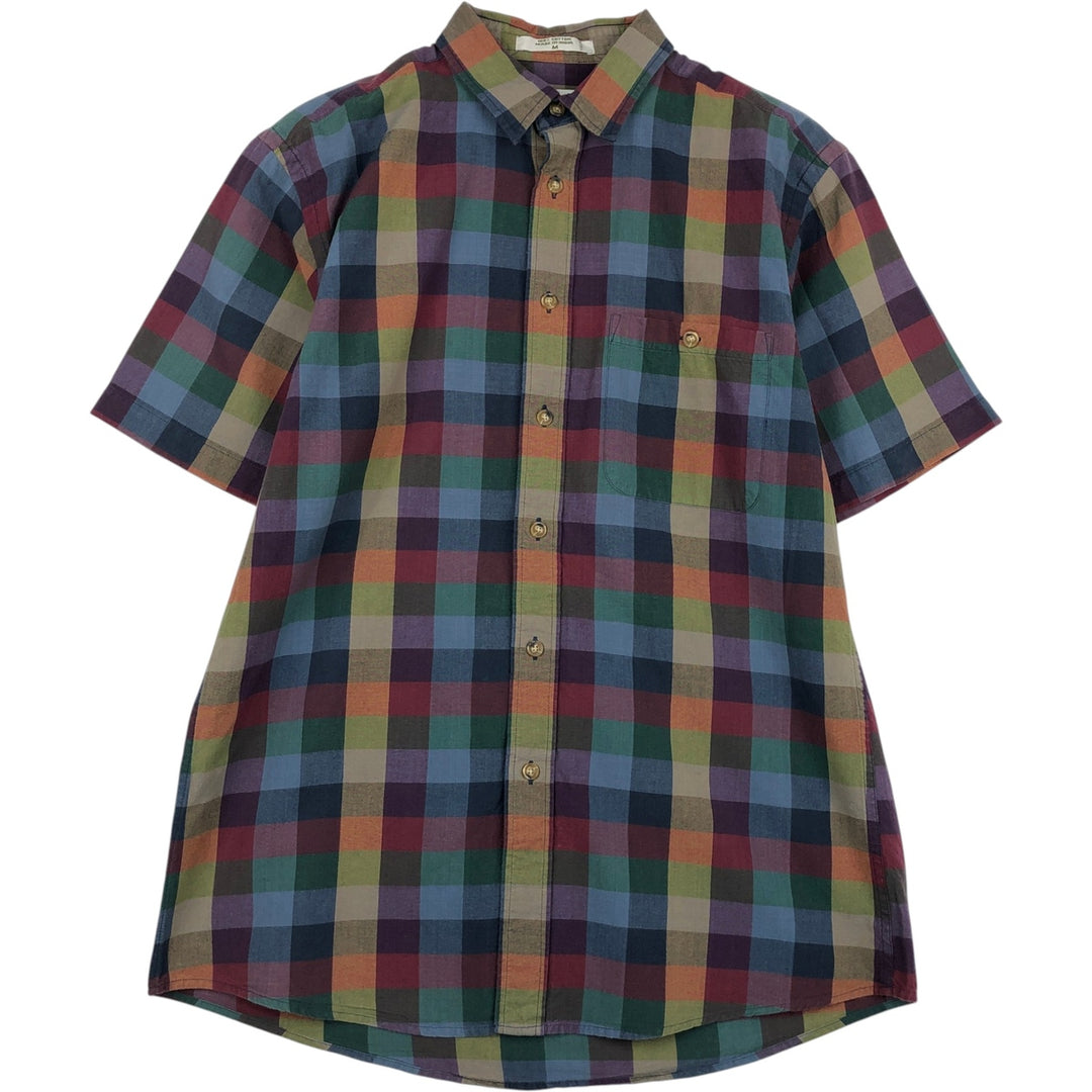 2000'S Orvis Short-Sleeve Cotton Check Shirt, Men's Size M (approx.) cotton navy blue type Vintage Second Hand