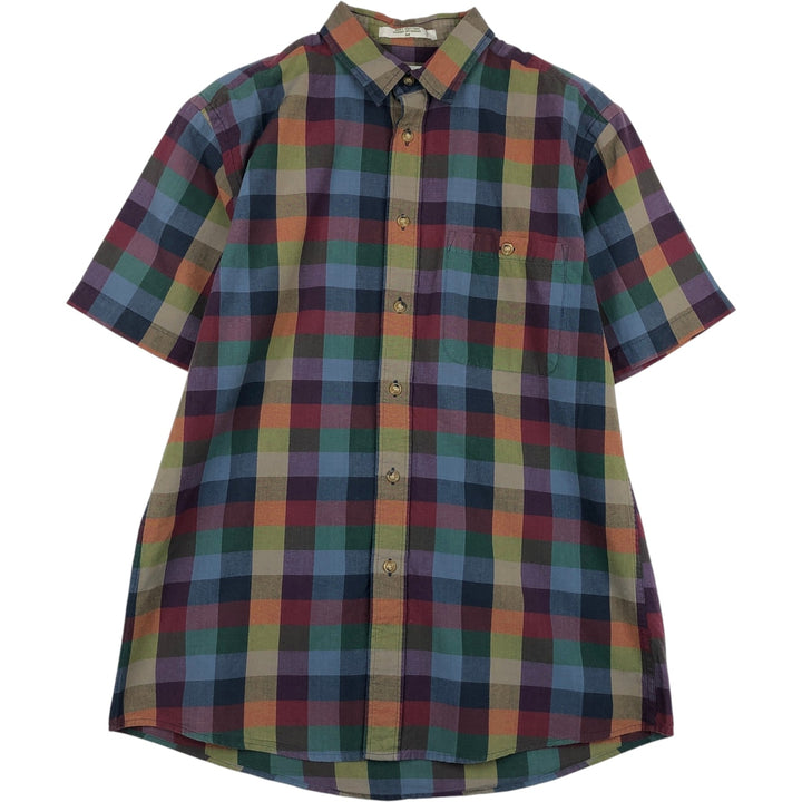 2000'S Orvis Short-Sleeve Cotton Check Shirt, Men's Size M (approx.) cotton navy blue type Vintage Second Hand