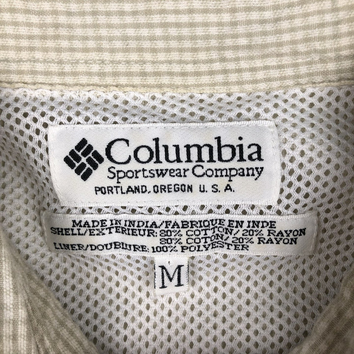 90s-00'S Columbia Check Pattern Short-Sleeve Cotton Check Shirt, Men's Size M (approx.) cotton ivory Vintage Second Hand